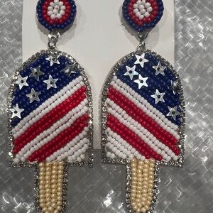 Patriotic Popsicle Beaded Earrings